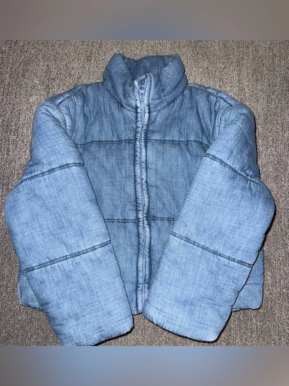 GAP Kids Denim-Style Light Blue Puffer Jacket
